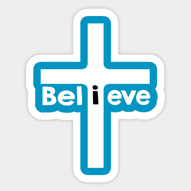 iBelieve Christian gift t shirts Sticker by AwesomePrintableArt